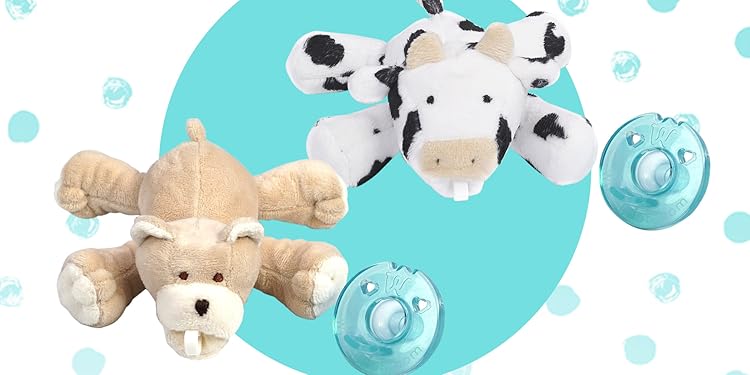 WubbaNub | Baby’s First Comfort Friend – Patched Anti-Lost Plush Pacifier