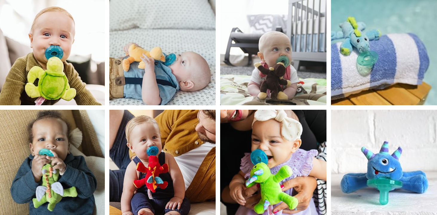 WubbaNub | Baby’s First Comfort Friend – Patched Anti-Lost Plush Pacifier